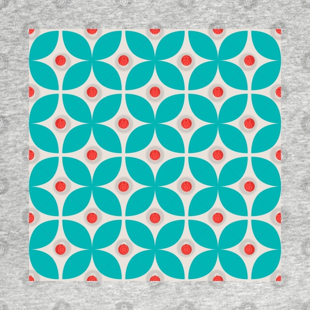 Geometric Pattern: Stylised Flower: Blue by Red Wolf